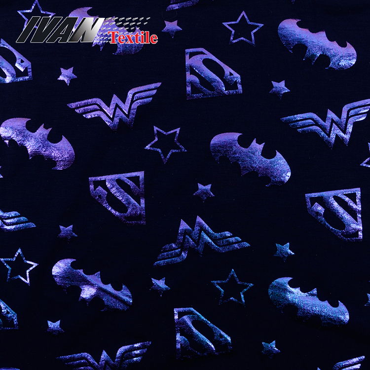 Children garments poly spun spandex fabric with foil from China supplier